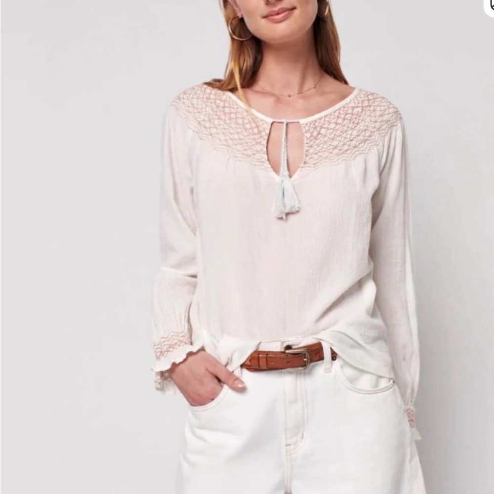 Faherty Brand Laura Embroidered Top sz S